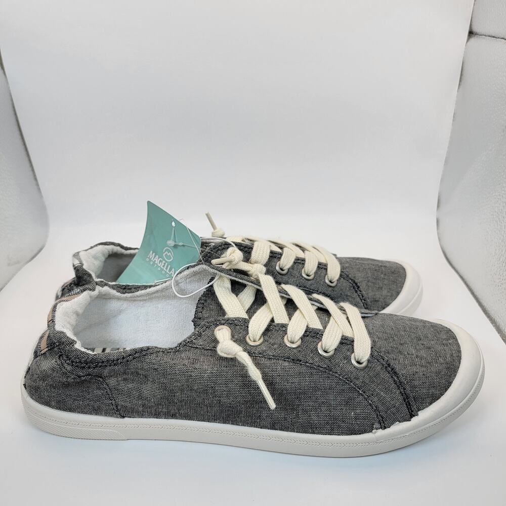 Magellan Outdoors Casual Shoes Womens 9B Gray Canvas Lace Up Comfort Sneaker - Picture 4 of 8